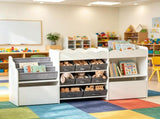8 Fabric Bins Toy Storage Organizer, Bookshelf with 2 Rolling Drawers & Open Shelves for 93087249