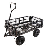 ZNTS (Black double fence utility cart) Wagon Cart Garden cart trucks make it easier to transport firewood W22784159