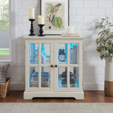 LED Curio Display Cabinet,Antique Display Cabinet with Adjustable Shelves,Retro Design Quality W2275P231693