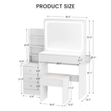 Vanity table with LED-lit mirror with power outlet and hairdryer shelving, with 4 drawers and W1668P197385