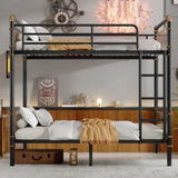 Twin XL over Twin XL Metal Bunk Bed, Industrial Detachable Bunkbeds with Safety Guard Rails for 78931135