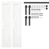 ZNTS 36 in. x 84 in. Sliding Double Barn Door with 6FT Barn Door Hardware Kit ,K Frame,MDF+Solid Wood 53509487