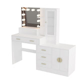 Large Makeup Vanity with Lights, Vanity Table with Charging Station, Vanity Desk with Mirror and 10 73638677