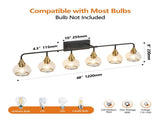 48" Modern 6-Light Vanity Wall Sconce - Black and Gold Bathroom Light Fixture with Clear Glass W1340P266140