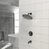 10" Round Rain Shower Head Systems with Waterfall Tub Spout, Matte black,Wall Mounted shower W1243134150