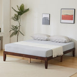 ZNTS Basic bed frame Painted pine wood Brown Full 189*136*30.5cm Wooden bed Single bed 36038766