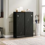 Marble black shoe cabient with sliding door have 6 layers can storage at least30 pairs shoes W1320P191415