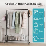 ZNTS Floor-Standing Metal Coat Rack, Clothing Coat Rack With Bottom Rack, Hanger For Hanging Clothes And 59330454