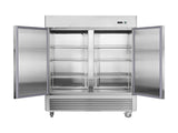 54"W Commercial Refrigerator 2 Section 2 Solid Door Stainless Steel Reach-in Refrigerator 42.2 N818P191849S
