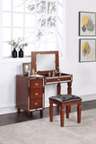Traditional Formal Cherry Color Vanity Set w Stool Storage Drawers 1pc Bedroom Furniture Set Tufted B011111846