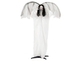 6.6 ft Life-Size Animated Halloween Angel Prop - Long Black Curly Hair, Sound-Activated , Automatic 00895288