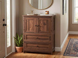 Bathroom Tall Cabinet with 2 Drawers and 2 Doors Made of MDF with Melamine Finish Storage Locker 67646189