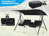 2 Seater Porch Swing Chair with Handy Storage and 360&deg Rotatable Tray Black 77579737