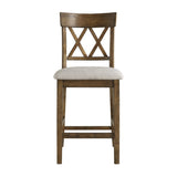 Light Oak Finish Counter Height Chairs Set of 2 Padded Seat Double Cross Back Wooden Kitchen Dining B011P168819