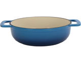 Cast iron 6QT cooking pot - Gradient blue - Includes two silicone gloves - Enamel pot 85024210