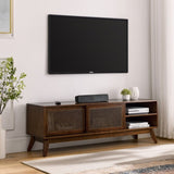 59 Inch Mid Century Modern Rattan TV Stand for 65 Inch TV, Entertainment Cabinet, Media Console for W1801115776