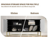 Modern Black and White Color Scheme Press Design 4 Door Cabinet, Living Room TV Stand T3609P347452