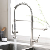 Heavy Duty Commercial Style Kitchen Sink Faucet, Single Handle Pre-Rinse Spring Sprayer Kitchen W1932P172317