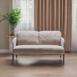 Beige 2 Seater Polyester Fabric Sofa, Modern Loveseat Sofa, Comfy Small Couches for Small Space W1164P239080