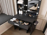 Vanity Table with Mirror & Adjustable LED Lights, Power Outlet, Hairdryer Holder & Stool Compact 54057039