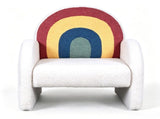 1pc Wooden Frame Armchair Kids Sofa, Rainbow Gradient Teddy Velvet 79752069