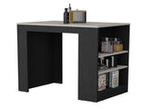 Kitchen Island, Kitchen Bar Table 36" H, with 3-Side Shelves, White, Wengue/ Ibiza Marble Color B097133052