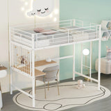 ZNTS Twin Metal Loft Bed with Desk and Metal Grid,White MF292477AAK