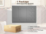 36 inch Shaker Style Free-Standing Bathroom Vanity Cabinet with Ceramic Sink, 4 Soft-close Drawers N729P288872E