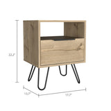 Augusta Nightstand , End Table, Side Table Single Door Cabinet, Hairpin Legs -Light Oak B07092073