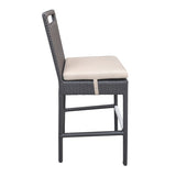 Tropez Outdoor Patio Wicker Barstool with Water Resistant Beige Fabric Cushions B2736P268523