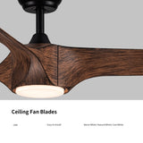 56 In.Intergrated LED Ceiling Fan with Brown Wood Grain ABS Blade W1367P182867