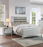 ZNTS Classic Luxury Look Silver 1pc Nightstand Wooden Bedside Table Drawers w Mirror Glass Panel Bedroom B011P182674