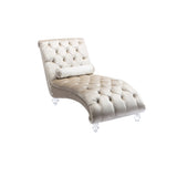 ZNTS COOMORE Velvet Chaise Lounge Indoor,Button-Tufted Upholstered Chaise Lounge Chair with Pillow for W39538682