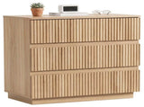 Handleless Grille-Finished 3-Drawer Bedside Table P2 Particleboard MDF & Melamine Veneer 33514426
