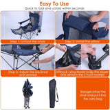 Foldable Camping Chair 330LBS Load Heavy Duty Steel Lawn Chair Collapsible Chair with Reclining 00389752