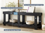 U_Style 62.9" Vintage Entryway Table - Fir Solid Wood with Natural Grain, 6 Reinforced Legs & 4.5" N711P289135B