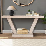 60 Inches Vintage Distressed Wood Entryway Bench with 2-Tier Solid Wood Veneer Storage Cabinet, W1445P287872