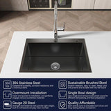 27"x19" Undermount Kitchen Sink Stainless Steel Under Counter Deep Single Bowl Undermount Sink Basin T3177P286026
