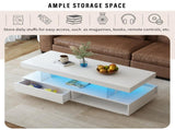 VIBE HAUS LED Coffee Table with Storage, Modern Center Table with 2 Drawers and Display Shelves, WF307038AAK