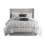 7 Piece Tufted Comforter Set Grey King B03596788
