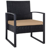 3 Piece Outdoor PE Wicker Furniture Set, Patio Black Rattan Sectional Sofa Couch with Washable 95617851