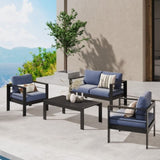 Outdoor Loveseat, All-Weather Metal Aluminum Outdoor Patio Furniture Sofa with 5" Thick and Soft B082P232959