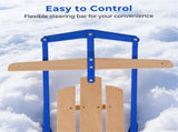Classic Winter Sled - Sit/Lie Dual-Use, Pre-Drilled Steering Bar, Outdoor Snow Fun-Blue 98306168