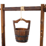 ZNTS Rustic Wooden Wishing Well Planter Outdoor Home Décor for Patio, Garden, Yard w/Hanging Bucket W465P215367