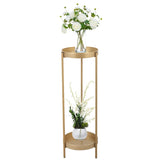 Modern Folding Metal 2-Tier Plant Stand Potted Plant Holder Shelf with 2 Round Trays Indoor Outdoor, W2181P155110