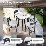 Modern 35.4'' Rounded Square Outdoor Bar Table, Greek White Marble-Inspired Sintered StoneTop, W1886P300274
