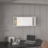 Note 32"W x 13" H Wall Cabinet with Sliding Doors , Wall Shelf, Storage Cabinet, Bedroom, Office, B070P238867