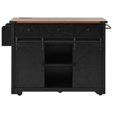 K&K 53.7" Farmhouse Kitchen Island Power Outlet, 2 Sliding Barn Door Kitchen Storage Island N707P170347B