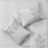 6 Piece Embroidered Quilt Set with Throw Pillows Blue King/Cal King B03597615