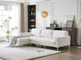 218*141*87cm Burlap Diamond Electroplated Gold Trident Legs Three Seats With Footstool Indoor 29311242